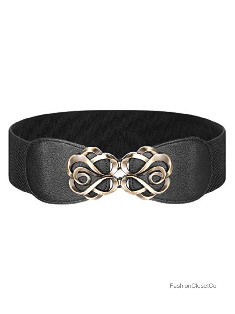 Vintage Elastic Wide Waist Belt Interlocking Buckle Rubber Stretchy